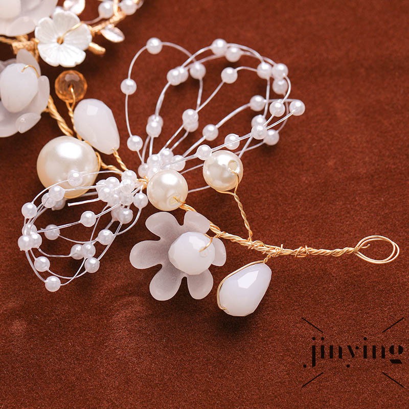 GETNOIVAS Cài tóc cô dâu đính đá và ngọc trai giả sang trọng