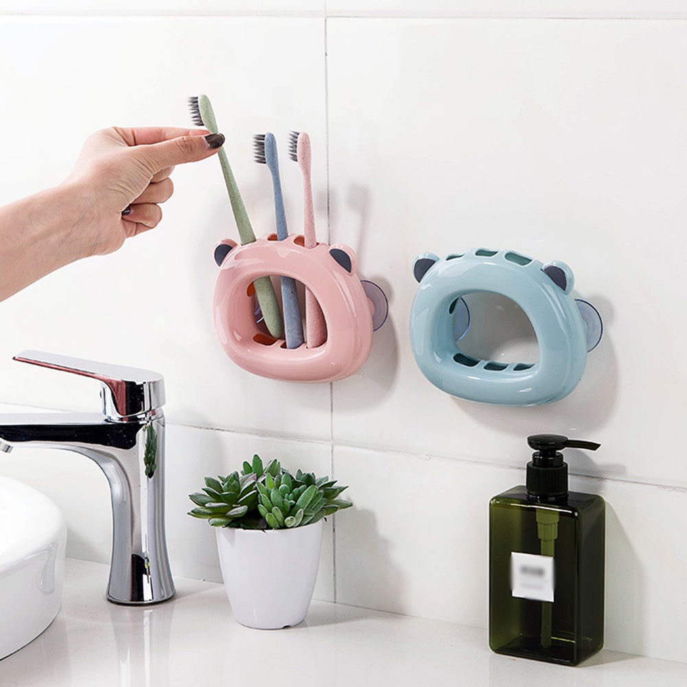 Giá Treo Bàn Chải Đánh Răng / Cốc Súc Miệng Gắn Tường Họa Tiết Hoạt Hình Dễ Thương Cho Cặp Đôi