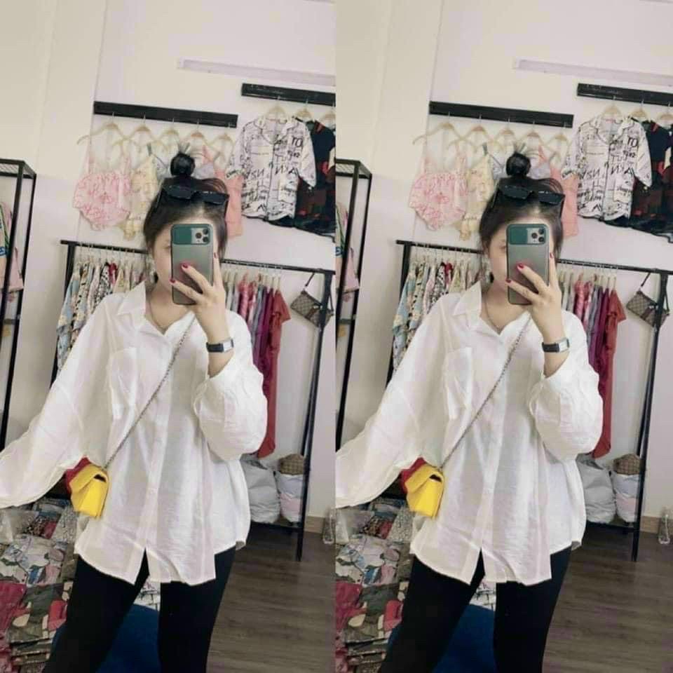 Áo sơ mi cánh dơi, 2 túi, phom rộng, đuôi tôm nhiều màu