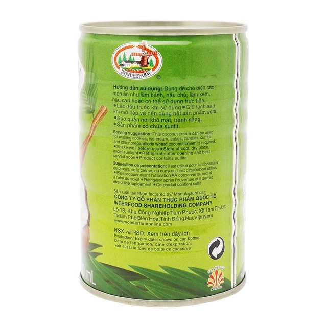 [Mã 77FMCGSALE1 giảm 10% đơn 250K] Nước cốt dừa Wonderfarm 400ml | BigBuy360 - bigbuy360.vn