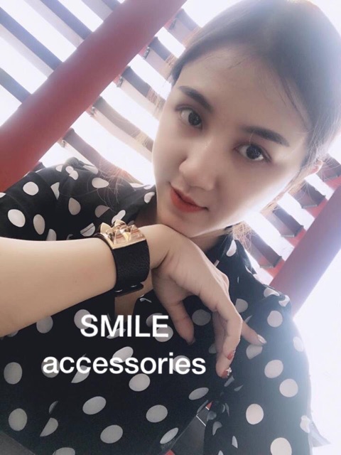 SMILE - Vòng tay da nạm đinh mặt khóa - P532/533/534/950 | BigBuy360 - bigbuy360.vn