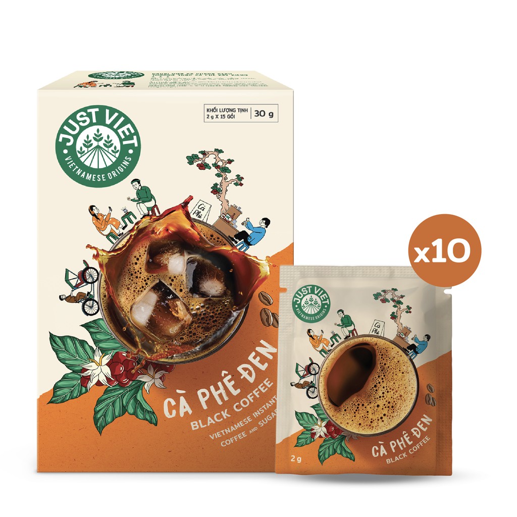 Cà Phê Đen Just Viet - Đúng Điệu Gu Việt - Sánh Đậm Tự Nhiên - Hộp 15 gói x 2g | BigBuy360 - bigbuy360.vn