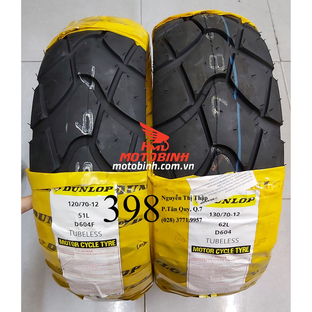 Lốp/vỏ xe 130/70-12 D604 TL Dunlop dành cho xe MSX, GTS