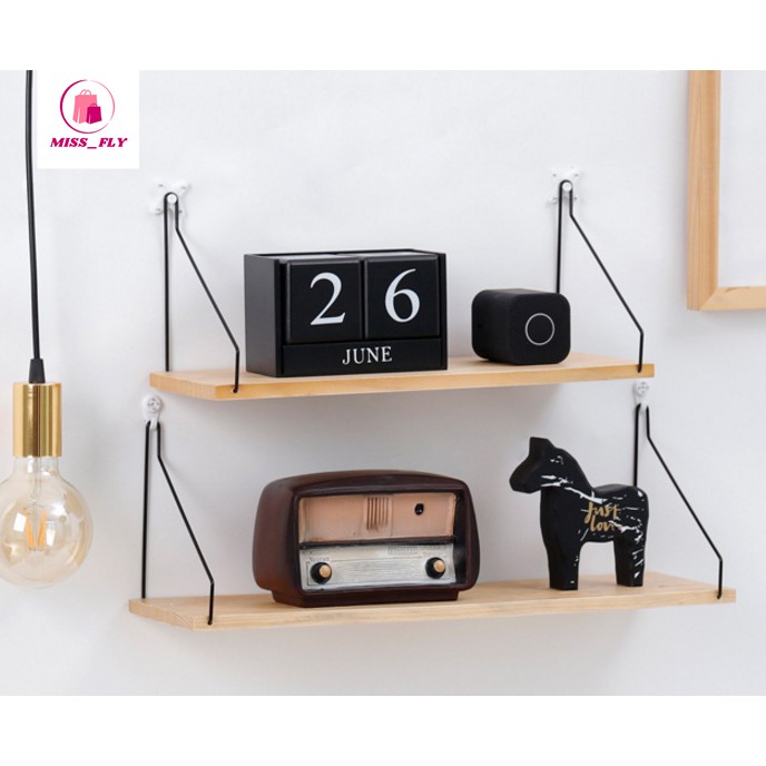 Kệ nhà tắm treo tường giá gỗ trang trí nhà cửa độc đáo, tiết kiệm không gian Kệ chữ nhất độc đáo