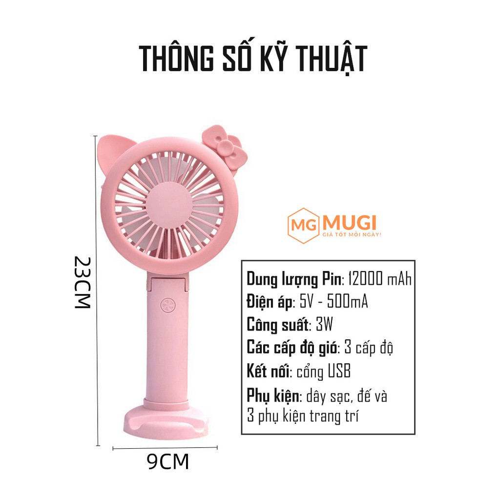 (ĐỔI TRẢ 15 NGÀY) Quạt cầm tay Mini tích điện kết hợp đèn Led siêu sáng IMEBOBO