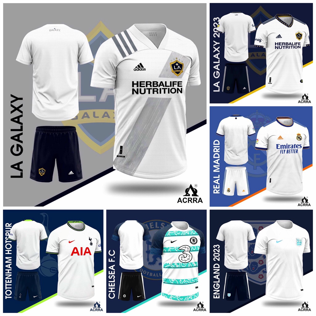 Bộ quần áo bóng đá các câu lạc bộ LA Galaxy, real, tottenham, anh, chelsea, barca mẫu hàng fex thái mẫu mới 2023.....