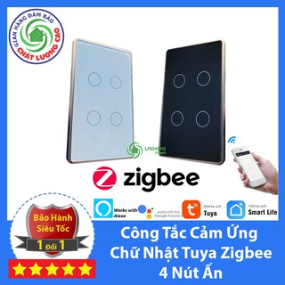 [BH 12 tháng] Công Tắc Cảm Ứng Điều Khiển Từ Xa TUYA ZIGBEE 4 Nút Ấn Viền Hợp Kim Nguyên Khối
