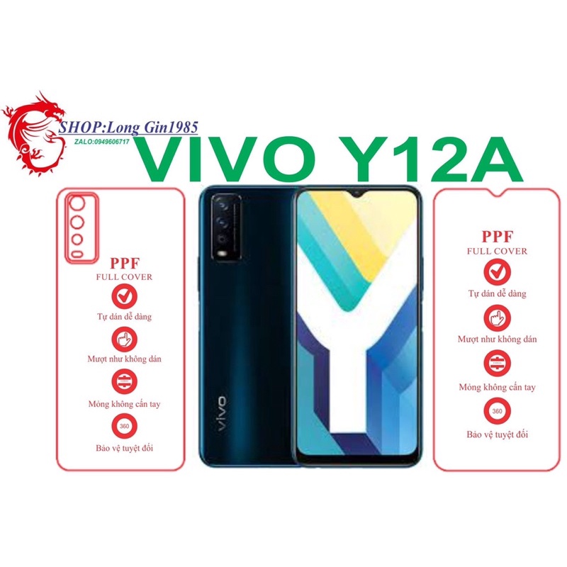 Vivo Y12A miếng dán trong Ppf mặt sau và mặt trước chống va đập chống trầy xước