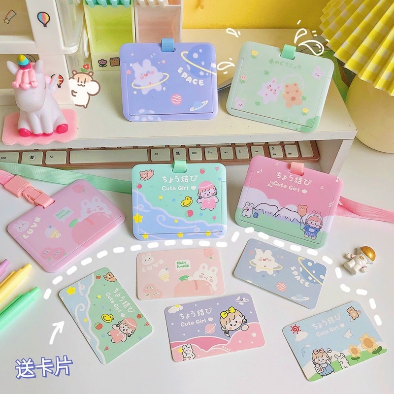 Thẻ đeo bảng tên học sinh, sinh viên, nhân viên mẫu chibi dễ thương dáng ngang