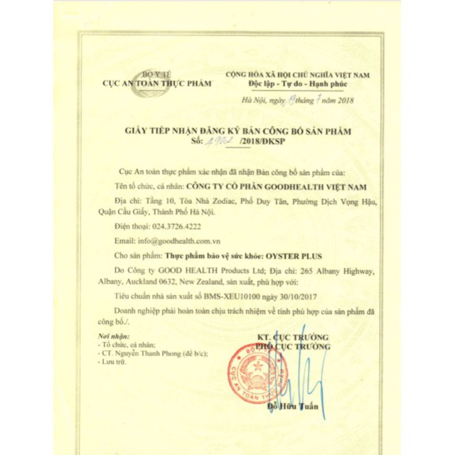 Tinh chất hàu Oyster Plus Good Health 60v Úc