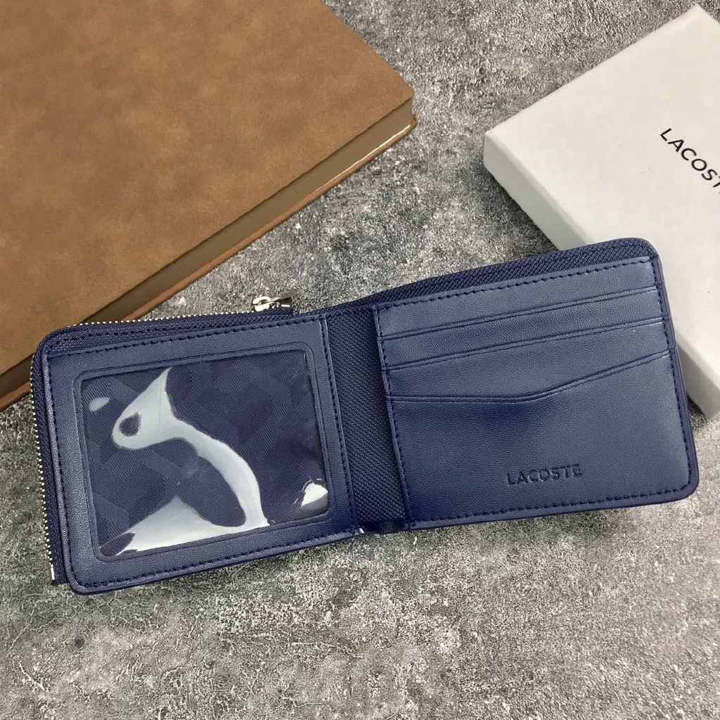 Lacoste Short Wallet Card Holder Package Zipper Wallets Leather Coin Purse Poch Bag