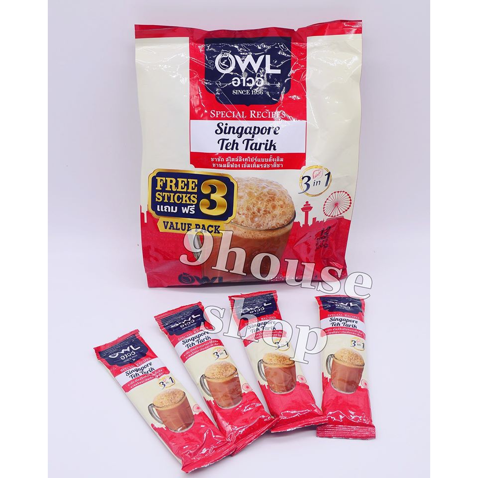 (Date 2023) Trà sữa OWL Singapore Teh Tarik (phân phối tại Thái Lan)