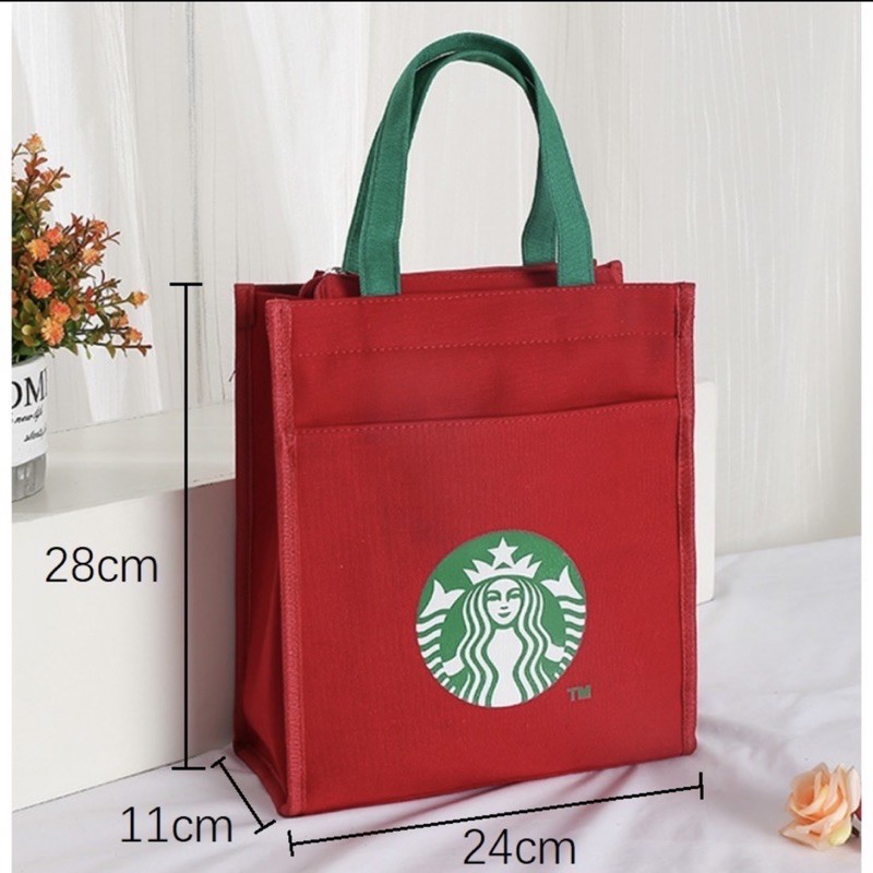 Túi Vải Đựng Cơm Họa Tiết Starbucks 🌻Freeship🌻 Túi Denim Canvas Nữ Thời Trang