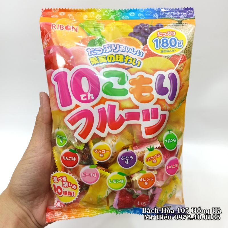 [T10/2022] Kẹo hoa quả Ribon 10 vị 180g