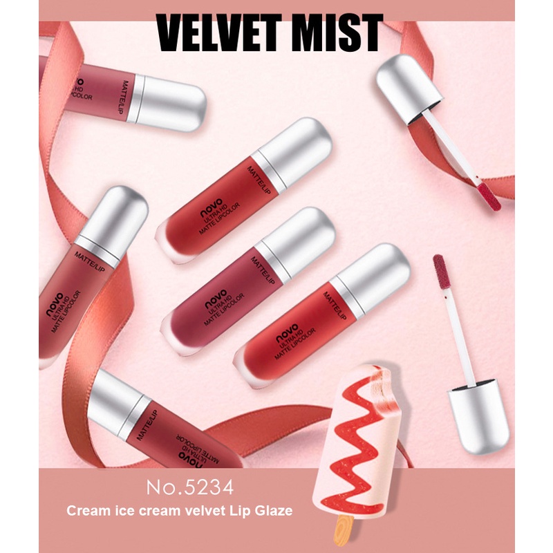 Son Môi NOVO Dưỡng Ẩm Màu Nhung Lì Thiết Kế Hình Que Kem Xinh Xắn
