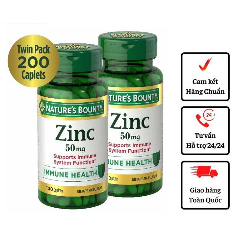 Viên uống bổ sung kẽm Nature’s Bounty Zinc 50mg 100 viên  và 400 viên