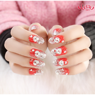 Set 24 Móng Tay Giả Đính Đá Lấp Lánh Cho Nữ