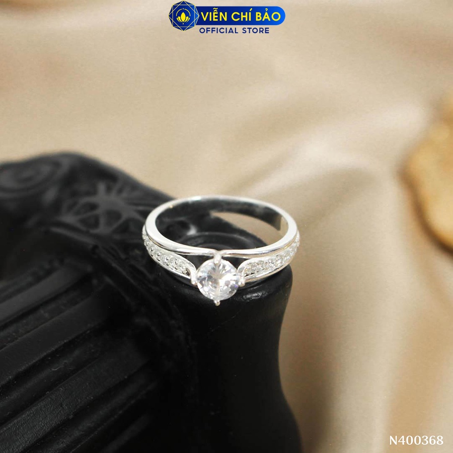Nhẫn bạc nữ đính đá 4 chấu chất liệu bạc 925 thời trang phụ kiện trang sức Viễn Chí Bảo N400368