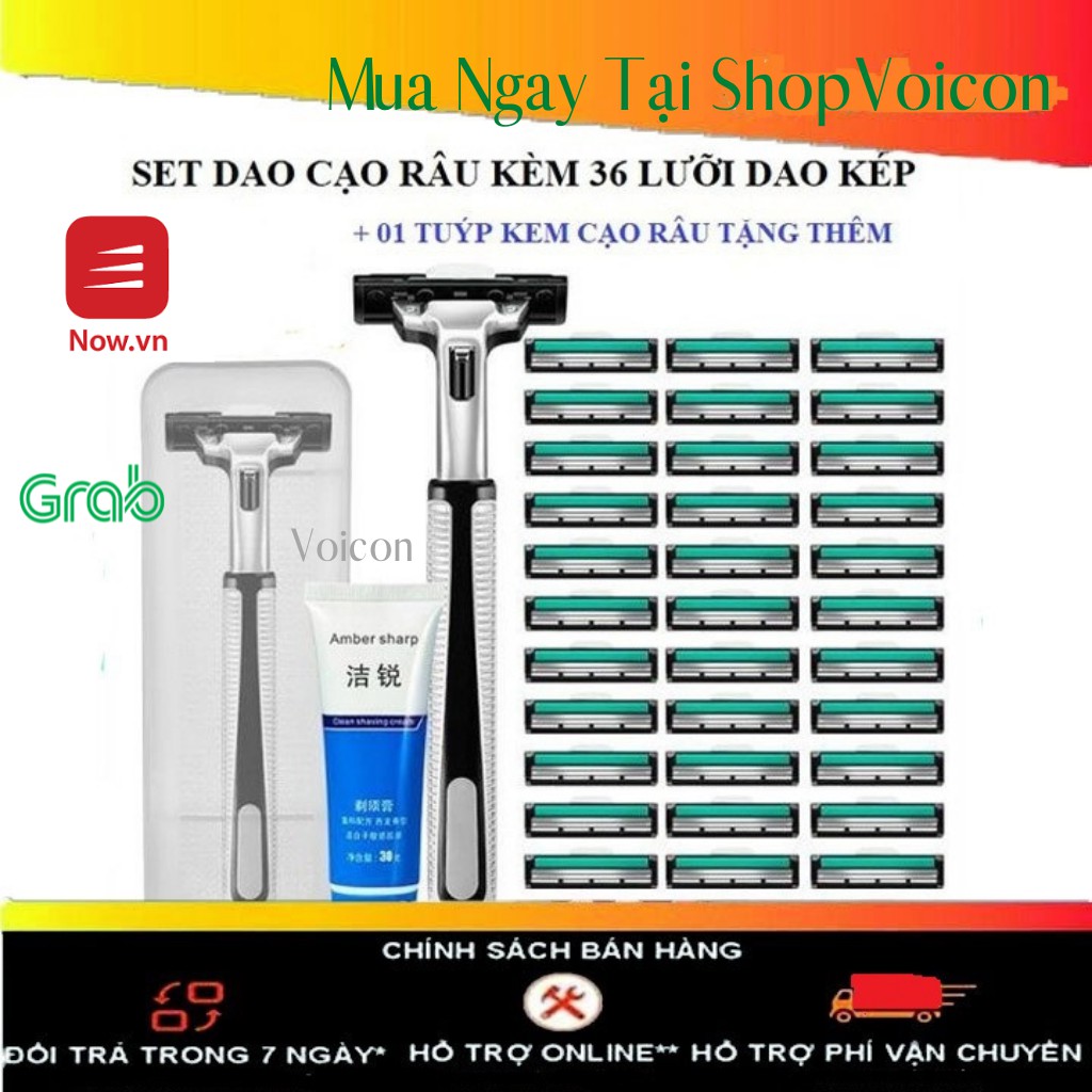 Bộ Dao Cạo Dâu Cho Nam Kèm 36 Lưỡi Dao Cạo Cùng 1 Lọ Kem Cạo Dâu,  Dụng Cụ Làm Đẹp Cho Nam