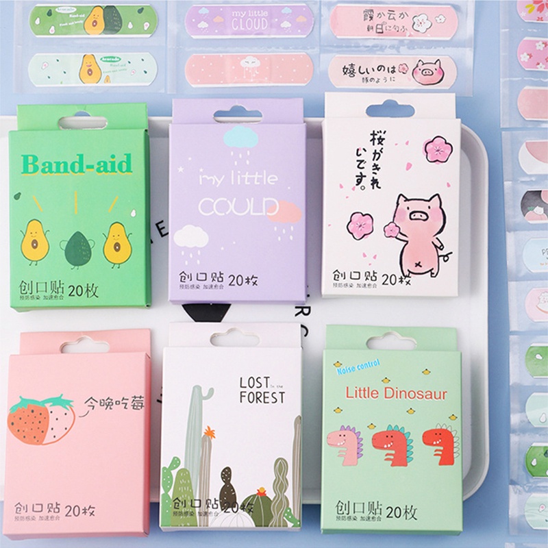 Hộp 20 Băng dán cá nhân chống nước bảo vệ vết thương cho bé khí họa tiết hoạt hình đáng yêu