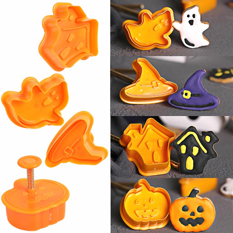 Khuôn Làm Bánh Quy / Socola Hình Đầu Lâu / Bí Ngô / Ma Hoạt Hình Phong Cách Halloween