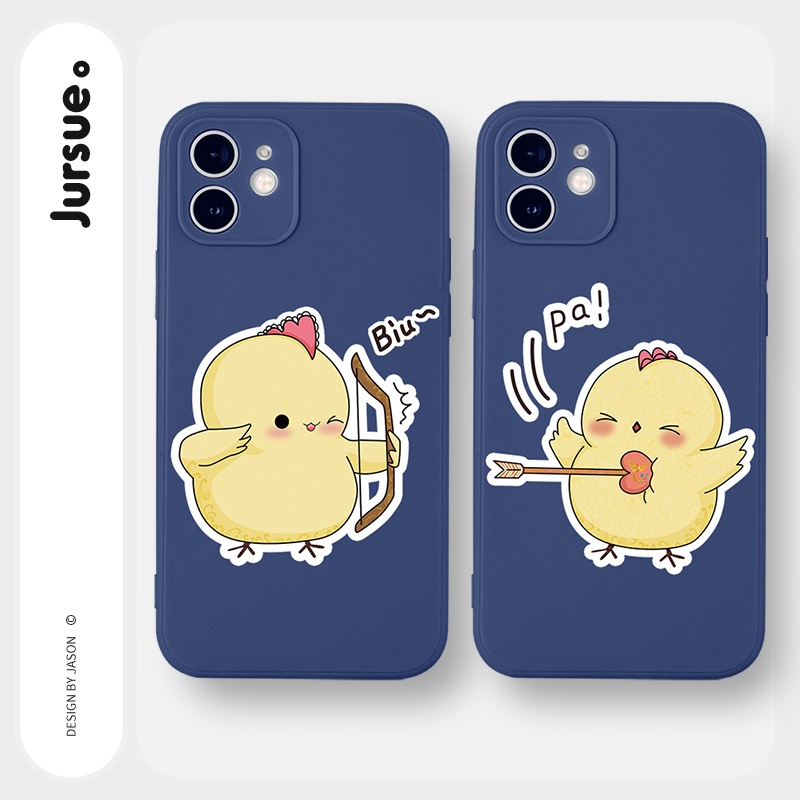 Ốp lưng JURSUE mềm hoạt hình cặp đôi dễ thương đẹp cho iPhone 13 12 11 Pro Max SE 2020 X XR XS ip 8 7 6 6S Plus kute Y14
