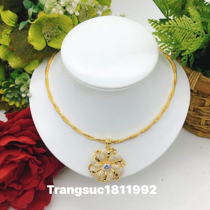kiềng cổ mềm 2 dây mặt hoa mai mạ vàng sang trọng đẹp xuất sắc