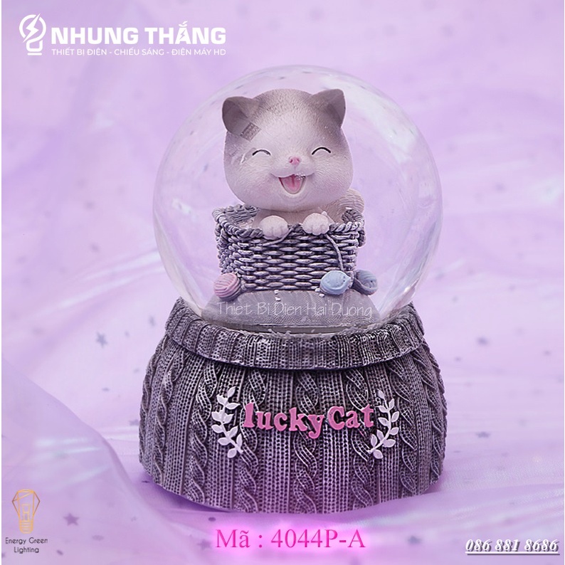 Quả Cầu Tuyết Phát Nhạc Hình Chú Mèo Siêu Dễ Thương - Thích Hợp Làm Quà Tặng Cho Các Dịp Lễ, Sinh Nhật - Tặng Pin