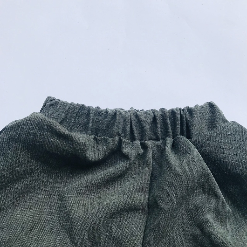 Quần Dài Bo Gấu Túi Hộp Cho Trẻ Em Chất Đũi  Xước Nhẹ Mềm Mại Size 10-35kg