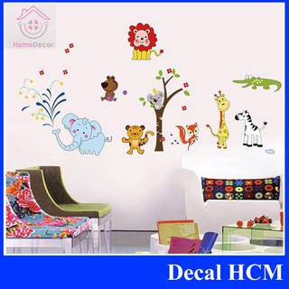 (HCM) Decal dán tường cho bé Vườn thú hoạt hình - decalhcm có sẵn giao ngay