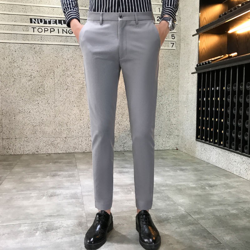 Quần âu nam Hàn Quốc cao cấp, quần tây nam đen ống côn vải chéo co giãn | BigBuy360 - bigbuy360.vn