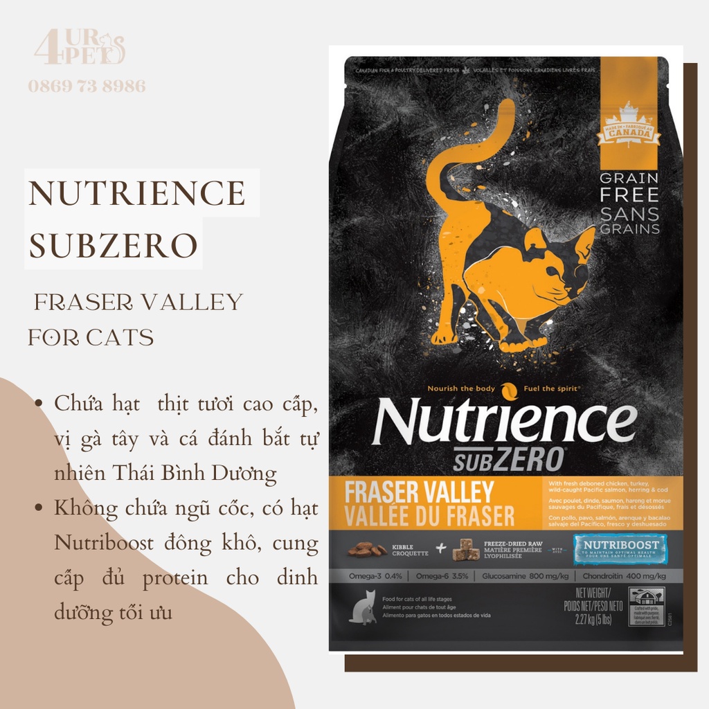 Thức ăn hạt dành cho mèo trưởng thành fraser valley - NUTRIENCE SUBZERO