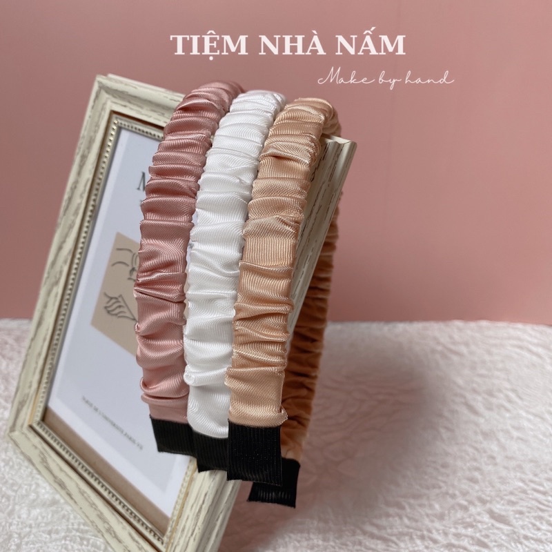 BỜM / CÀI TÓC NHÚN SATIN PHONG CÁCH HÀN QUỐC - [ Nhà Nấm handmade ]