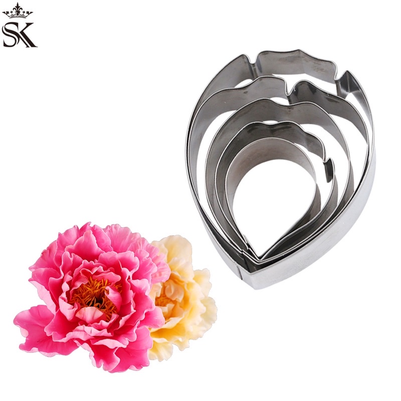 khuôn cắt cánh hoa mẫu đơn trang trí bánh