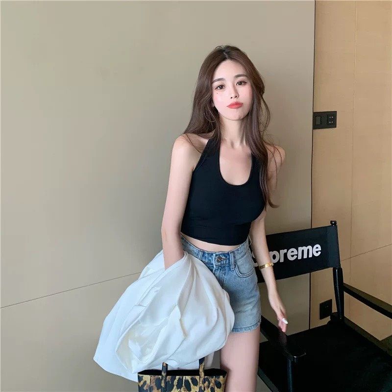 Áo Croptop Cổ Yếm Hở Lưng Chất Borip Cực Mềm Mịn Siêu Tôm Dáng