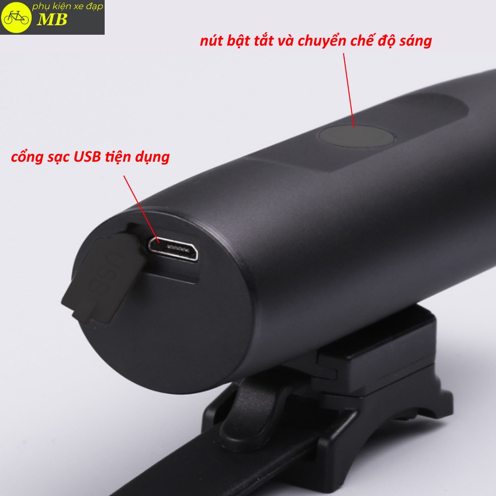 đèn pin xe đạp siêu sáng cầm tay vỏ nhôm cao cấp chống nước tuyệt đối sạc usb nhập khẩu chính hãng DP08