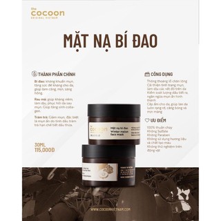 Mặt nạ bí đao Cocoon 100ml 30ml