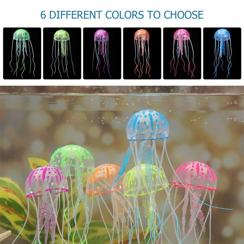 Sứa Silicone Nhân Tạo Màu Huỳnh Quang Dùng Trang Trí Bể Cá