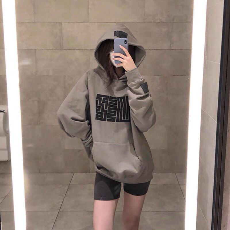 Áo hoodie nam nữ form rộng hình mê cung nâu | BigBuy360 - bigbuy360.vn