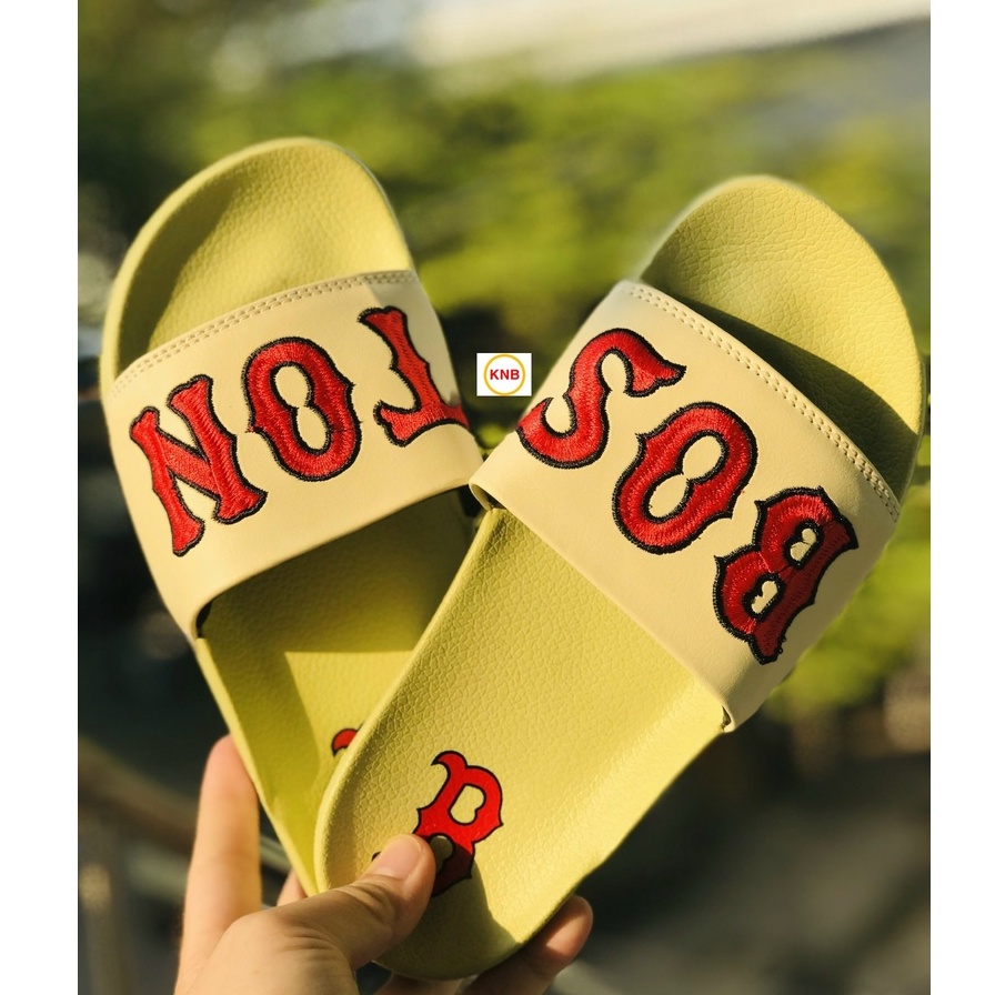Dép unisex 𝐌𝐋𝐁 𝐁𝐎𝐒𝐓𝐎𝐍 ❤️FREESHIP + Hộp❤️ dép quai ngang nam nữ, dép mlb quai ngang thể thao nam nữ chữ thêu nhiều màu