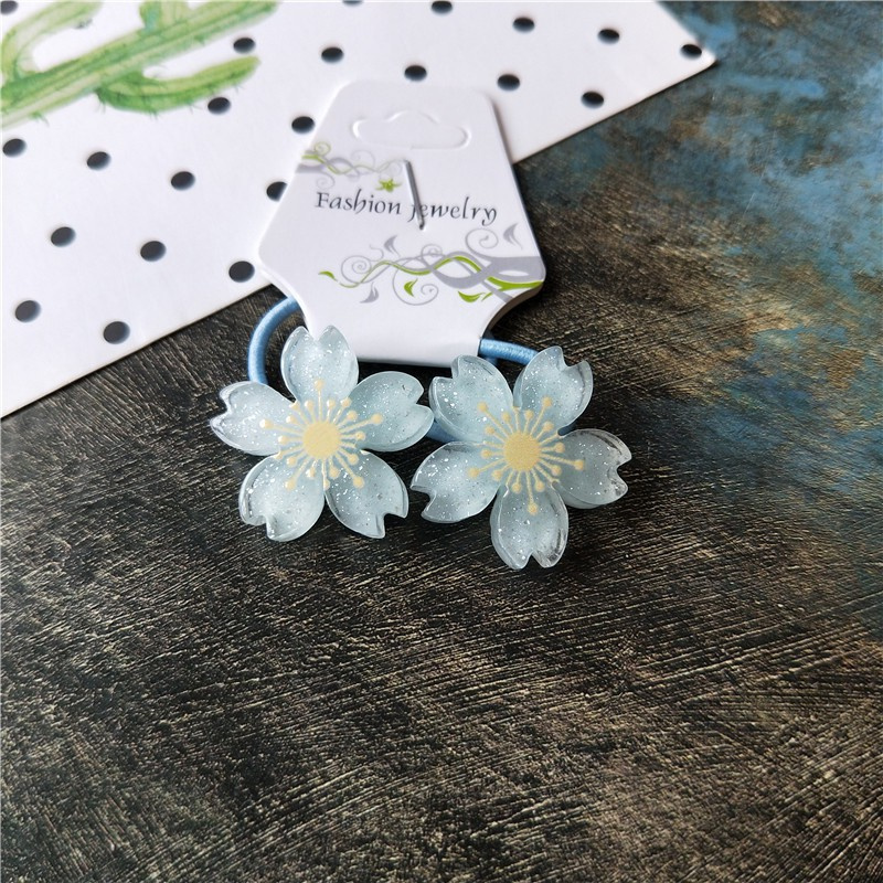 Set 2 dây buộc tóc co giãn đính bông hoa nhỏ đáng yêu dành cho bé gái