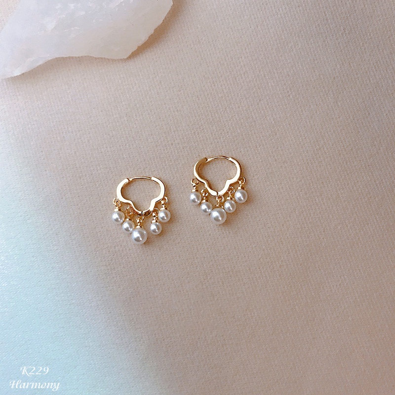 Bông tai bạc mạ vàng 14k Pandora, khuyên tai nữ K229 trang sức bạc Harmony