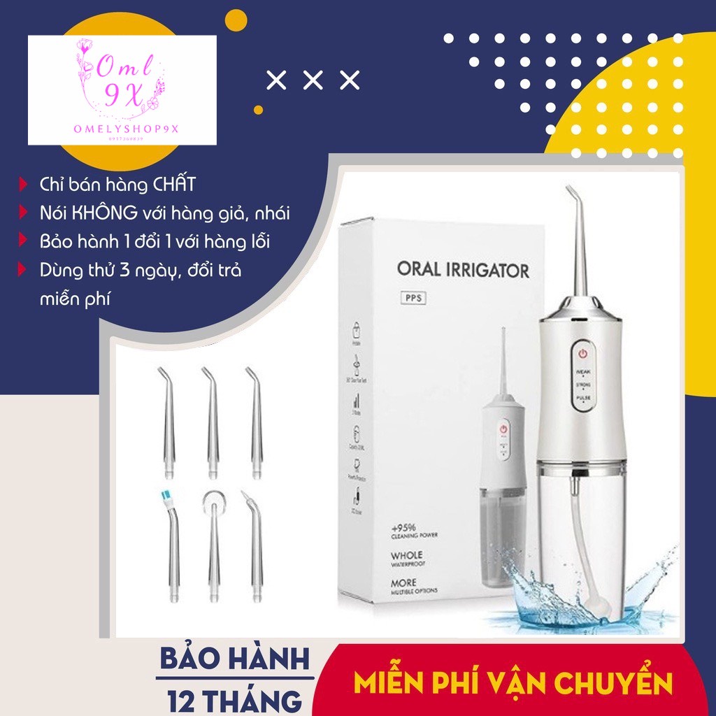 Tăm Nước Cầm Tay Oral Irrigator- Tăm Nước Vệ Sinh Răng Miệng Oral Irrigator - Bản Quốc Tế Chuẩn Châu Âu -Omelyshop9x