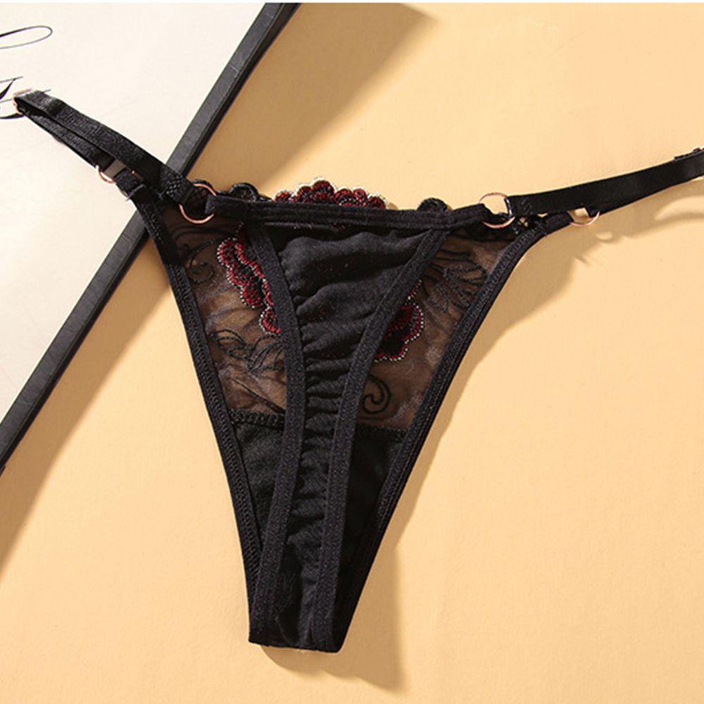 OCEANMAP Quần Lót Lọt Khe Thêu Hoa Thoáng Khí Màu Trơn Cho Nữ