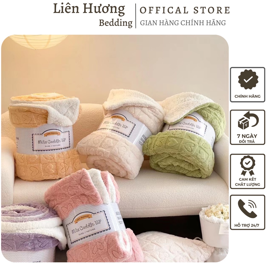Chăn lông cừu mùa đông, mền lông cừu hình tim phiên bản mới nhất 2023 siêu nhẹ ấm nhanh, không rụng lông sẵn hàng