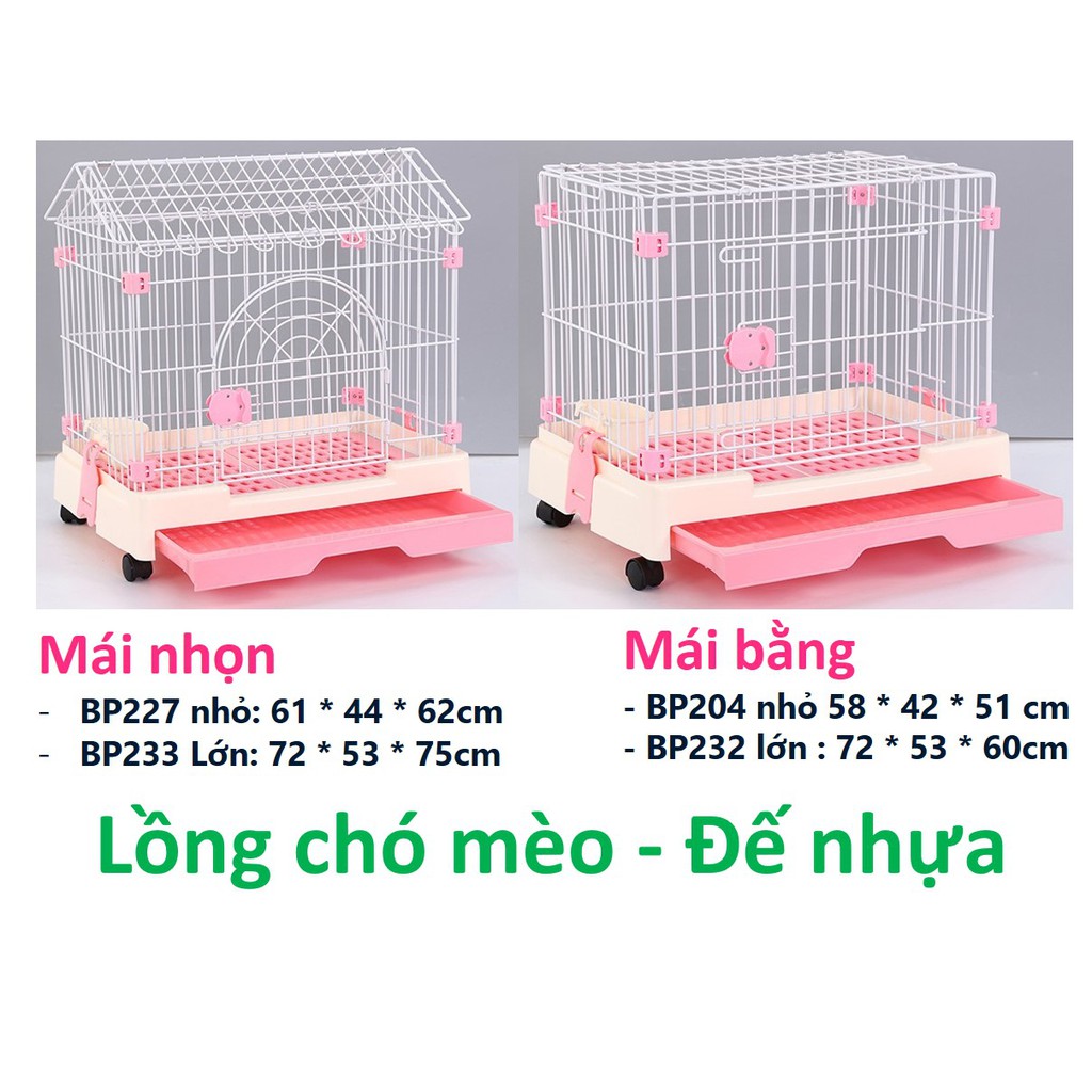 Lồng chó mèo đế nhựa xịn chuồng chó có bánh xe (2 loại) Chuồng lồng cho thú cưng