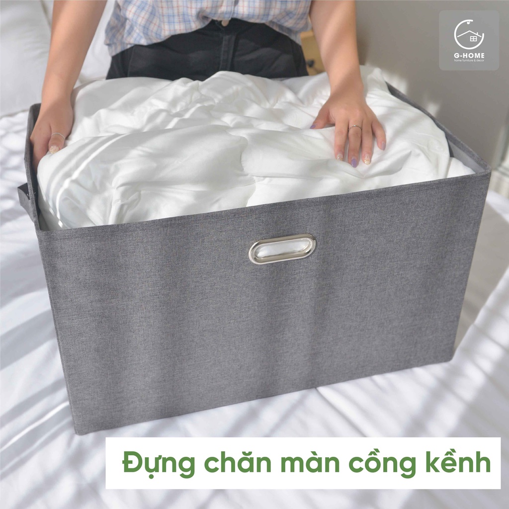 Hộp đựng quần áo đa năng Ghome, thùng đựng đồ chơi bằng vải có nắp đậy chắc chắn, không mùi, made in VN TV03