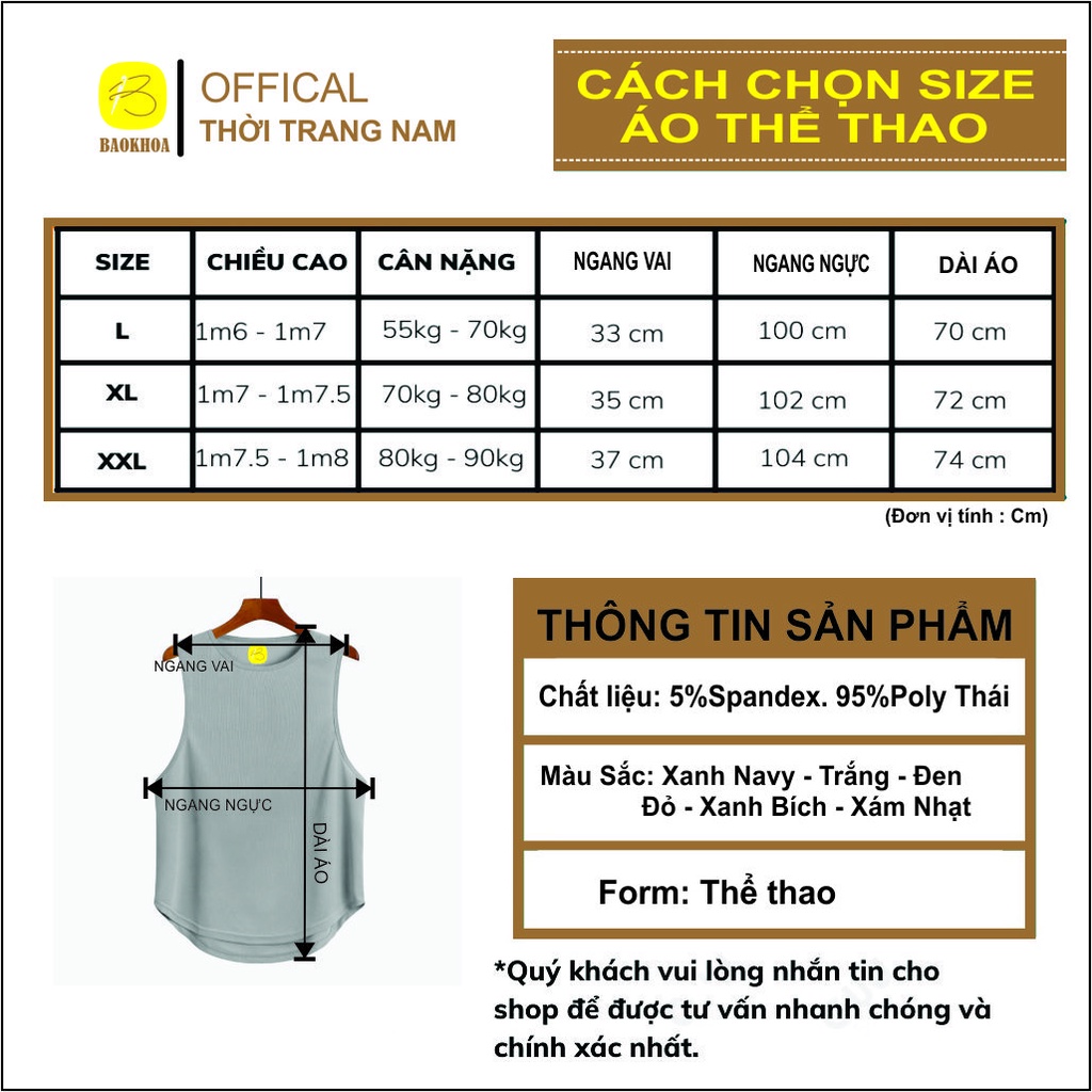 Áo ba lỗ tập thể thao, phối trắng đen in ngực sát nách, vải mè thái khôn xù lông BAOKHOA_OFFICIAL Size L-XL-2XL