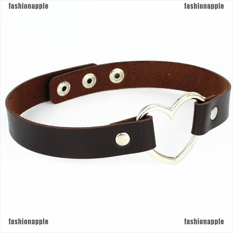 Vòng Cổ Choker Da PU Mặt Trái Tim Thời Trang Cho Nữ