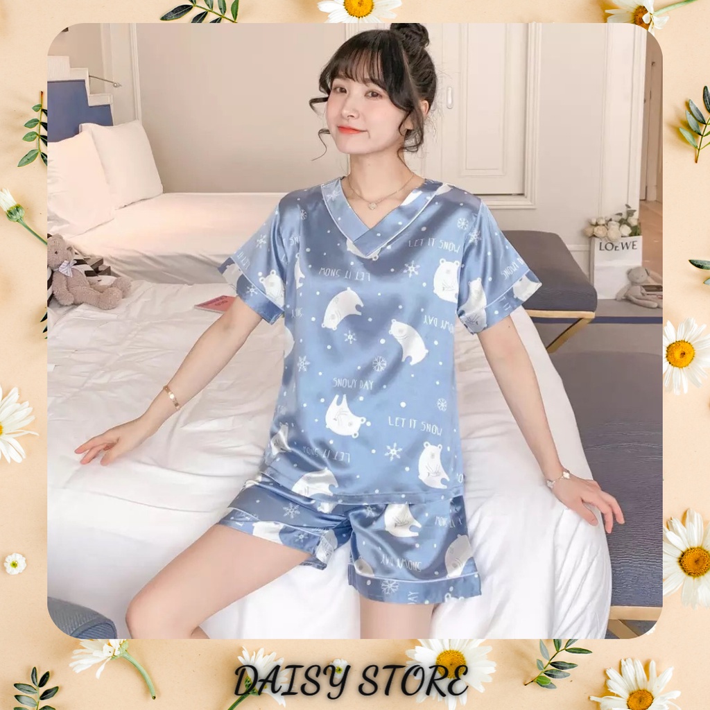 Bộ Đồ Ngủ Pijama Nữ Daisy Store Vải Lụa Mùa Hè Ngắn Tay